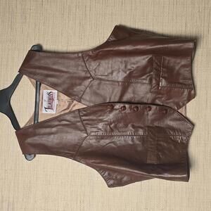 Vintage Brown Leather Vest by Diamond Leather's - Stylish & Versatile